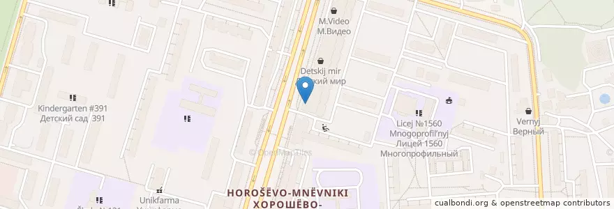 Mapa de ubicacion de ПивКо en Rusland, Centraal Federaal District, Moskou, Северо-Западный Административный Округ, Район Хорошёво-Мнёвники.