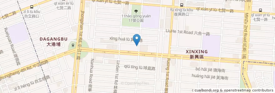 Mapa de ubicacion de 高雄第一家刀削麵 en 臺灣, 高雄市, 新興區.