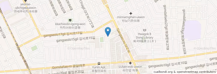 Mapa de ubicacion de 그린카 주차장 (까치주차장) en South Korea, Seoul, Gangseo-Gu, Hwagok 1(Il)-Dong.