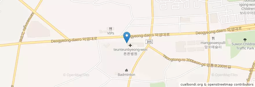 Mapa de ubicacion de Hollys Coffee en Güney Kore, 경기도, 수원시, 영통구.