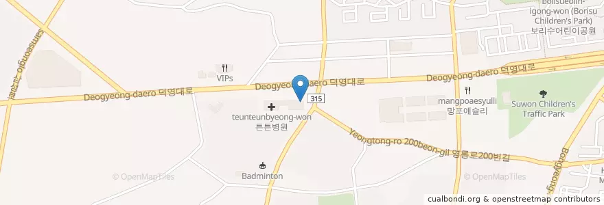 Mapa de ubicacion de Starbucks en Güney Kore, 경기도, 수원시, 영통구.