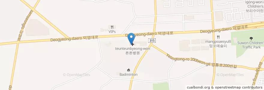 Mapa de ubicacion de Pho Mein en 韩国/南韓, 京畿道, 水原市, 靈通區.