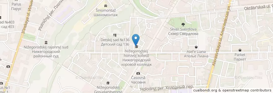 Mapa de ubicacion de Нижегородский хоровой колледж en Rusia, Приволжский Федеральный Округ, Óblast De Nizhni Nóvgorod, Городской Округ Нижний Новгород.