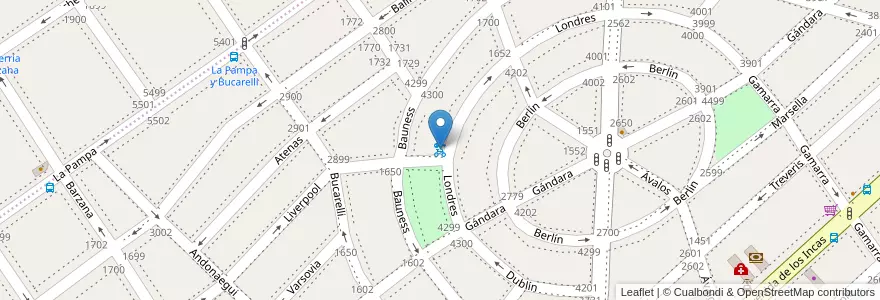 Mapa de ubicacion de 265 - Plaza Exodo Jujeño en Argentinien, Ciudad Autónoma De Buenos Aires, Buenos Aires, Comuna 15.