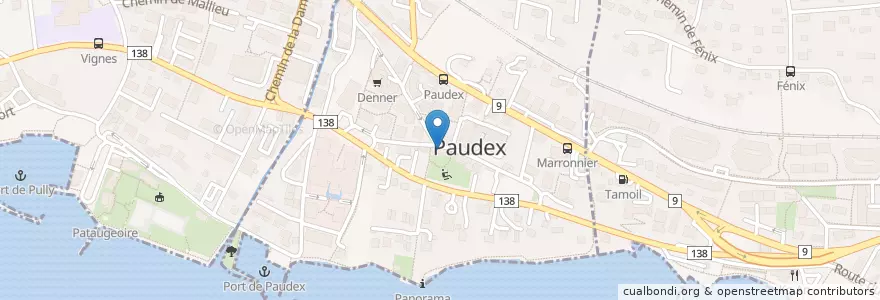 Mapa de ubicacion de Café de Paudex en Suíça, Vaud, District De Lavaux-Oron, Paudex.