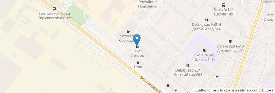 Mapa de ubicacion de Лекарь en Russie, District Fédéral De La Volga, Oblast De Nijni Novgorod, Городской Округ Нижний Новгород.