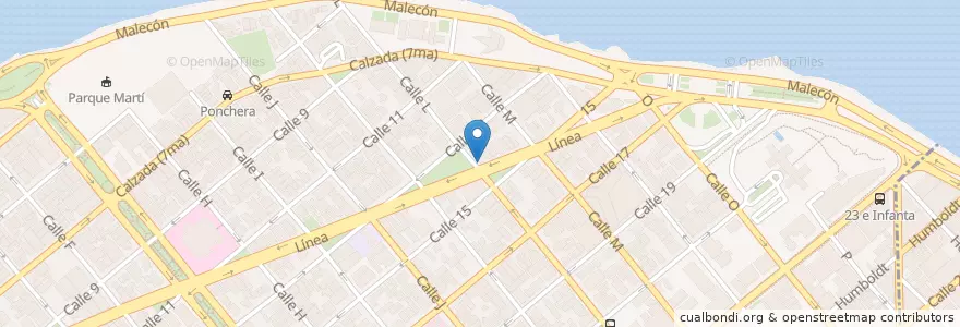 Mapa de ubicacion de Policlínico Héroes del Corinthia en Cuba, L'Avana, Plaza De La Revolución.
