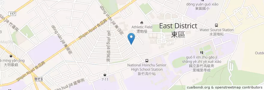 Mapa de ubicacion de 開源社雞排 en Taiwan, 臺灣省, 新竹市, 東區.