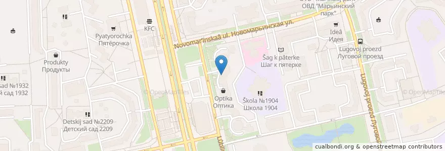 Mapa de ubicacion de Шоколадница en Rusia, Distrito Federal Central, Москва, Юго-Восточный Административный Округ, Район Марьино.