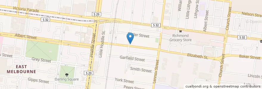 Mapa de ubicacion de Cafe on Shelley en Австралия, Виктория, City Of Yarra.