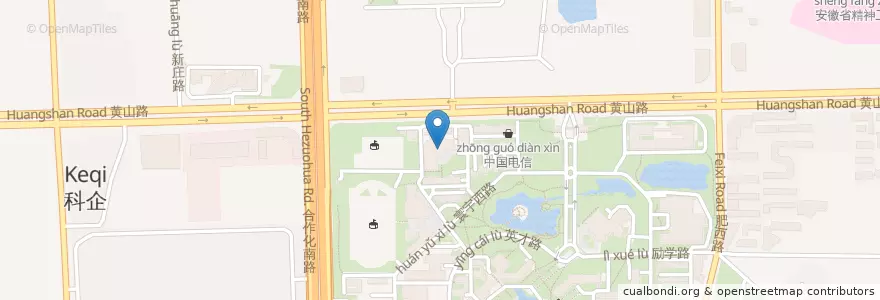 Mapa de ubicacion de 西区学生食堂 en 中国, 安徽省, 合肥市, 蜀山区 (Shushan), 合肥市区, 稻香村街道.