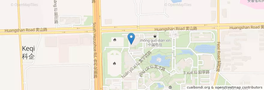 Mapa de ubicacion de 金橘园餐厅 en الصين, آنهوي, خفي, 蜀山区 (Shushan), 合肥市区, 稻香村街道.