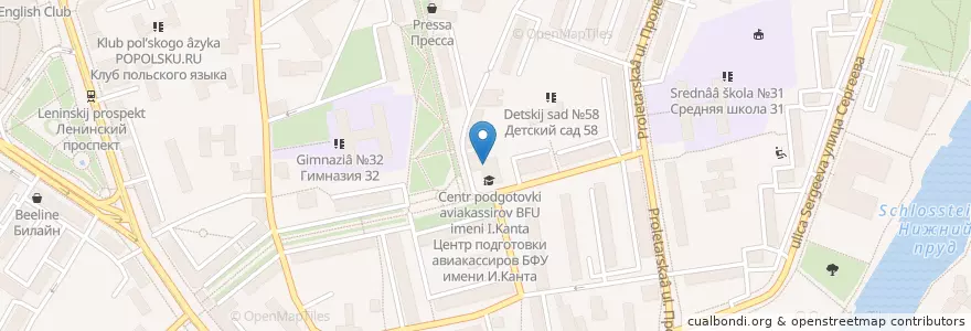 Mapa de ubicacion de Здравпункт БФУ имени И.Канта en Russia, Northwestern Federal District, Kaliningrad, Kaliningrad.