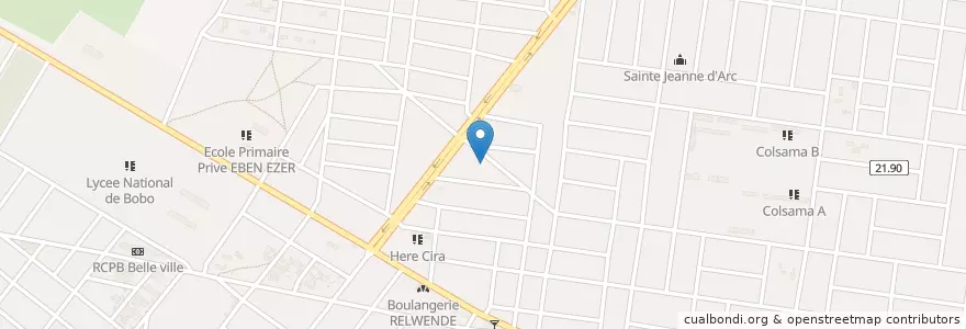 Mapa de ubicacion de Centre Siraba en Burquina Faso, Hauts-Bassins, Houet.
