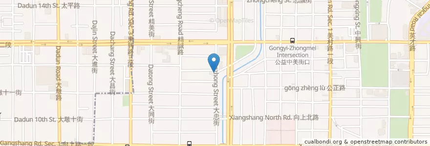 Mapa de ubicacion de 哈里歐咖啡 en تايوان, تاي شانغ, 西區.