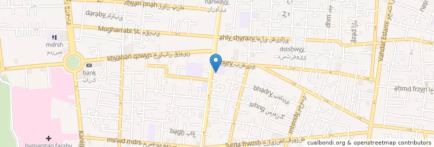 Mapa de ubicacion de مدرسه راهنمایی دخترانه پیام قرآن en 이란, 테헤란, شهرستان تهران, 테헤란, بخش مرکزی شهرستان تهران.