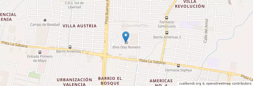 Mapa de ubicacion de Élvis Díaz Romero en Nicaragua, Departamento De Managua, Managua (Municipio).
