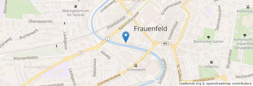 Mapa de ubicacion de Peggy O'Neills en Svizzera, Turgovia, Bezirk Frauenfeld, Frauenfeld.