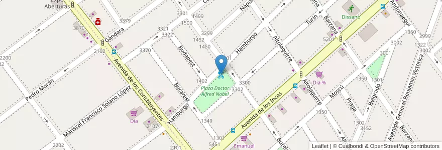 Mapa de ubicacion de 266 - Plaza Alfredo Nobel en アルゼンチン, Ciudad Autónoma De Buenos Aires, ブエノスアイレス, Comuna 15.