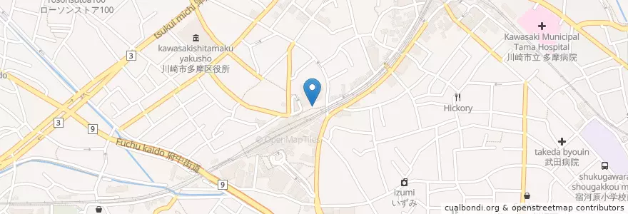 Mapa de ubicacion de Tenocotta en 일본, 가나가와현, 川崎市, 多摩区.