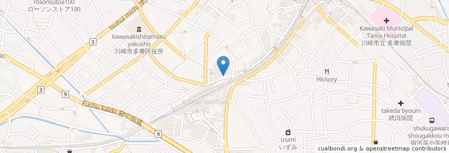 Mapa de ubicacion de エンジェル en Japão, 神奈川県, 川崎市, 多摩区.