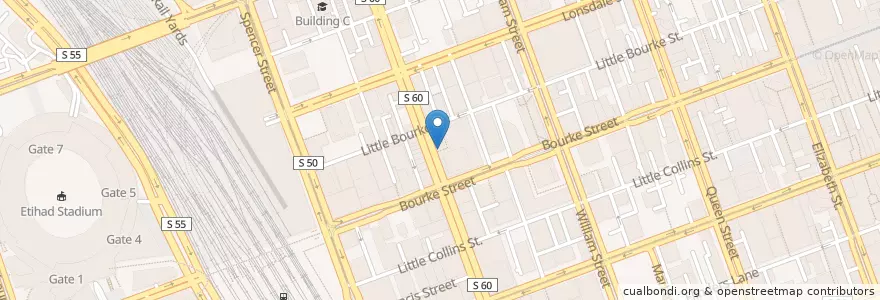 Mapa de ubicacion de Burger Edge en Australie, Victoria, City Of Melbourne.