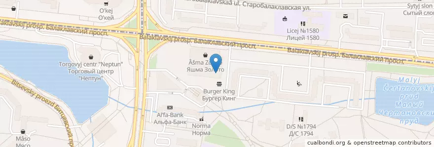 Mapa de ubicacion de Бургер Кинг en Russie, District Fédéral Central, Moscou, Южный Административный Округ, Район Чертаново Северное.