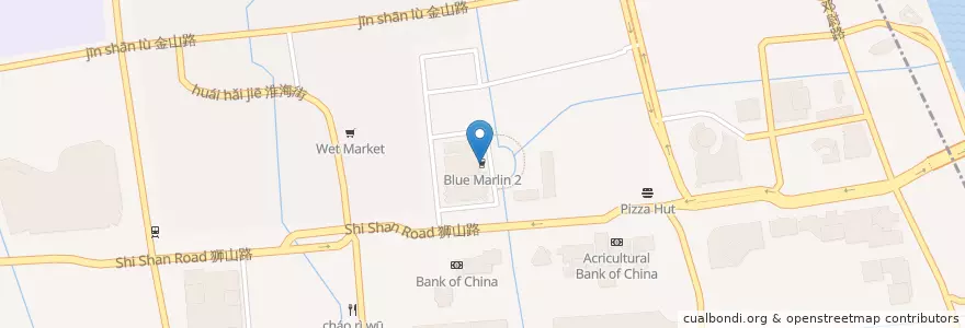 Mapa de ubicacion de Blue Marlin 2 en China, Suzhou, Jiangsu, Huqiu, 狮山街道, 苏州高新技术产业开发区.