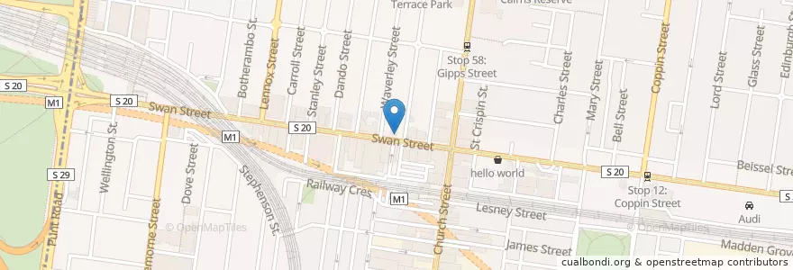 Mapa de ubicacion de Vaucluse Hotel en Australie, Victoria, City Of Yarra.