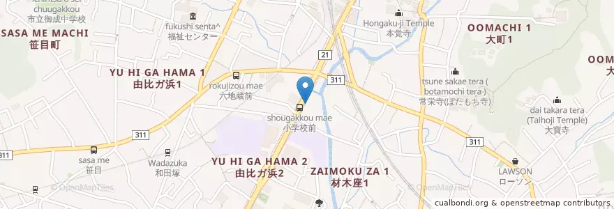 Mapa de ubicacion de タイムズ由比ガ浜 en Japón, Prefectura De Kanagawa, 鎌倉市.