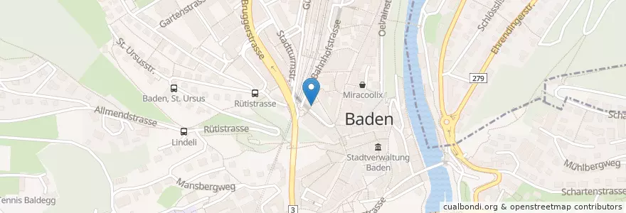 Mapa de ubicacion de McDonald's en İsviçre, Aargau, Bezirk Baden, Baden.