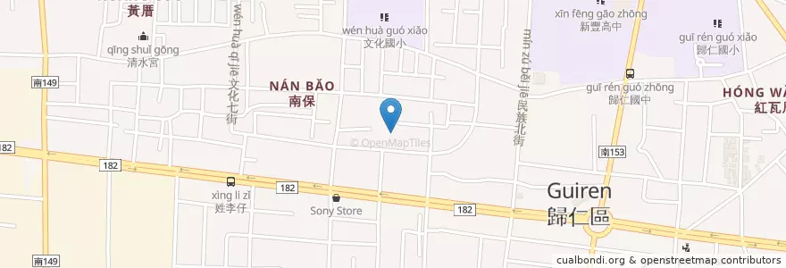 Mapa de ubicacion de 五公禪寺 en Taiwan, Tainan, Distretto Di Guiren.