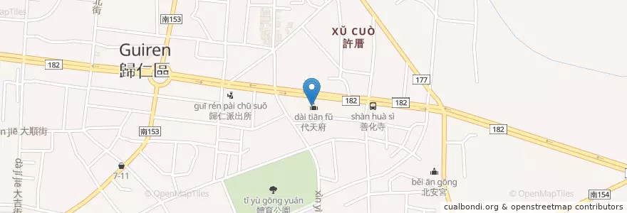 Mapa de ubicacion de 代天府 en تايوان, تاينان, 歸仁區.