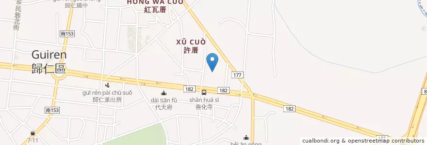 Mapa de ubicacion de 善化寺 en Taiwan, 臺南市, 歸仁區.