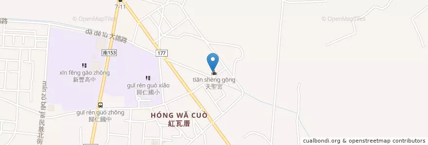 Mapa de ubicacion de 天聖宮 en 臺灣, 臺南市, 歸仁區.