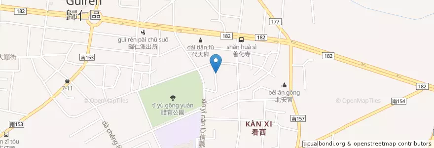 Mapa de ubicacion de 帝聖堂 en Taiwan, Tainan, Distretto Di Guiren.