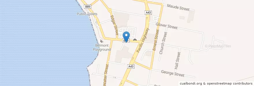 Mapa de ubicacion de Cafe Macquarie en 澳大利亚, 新南威尔士州, Newcastle-Maitland, Lake Macquarie City Council.