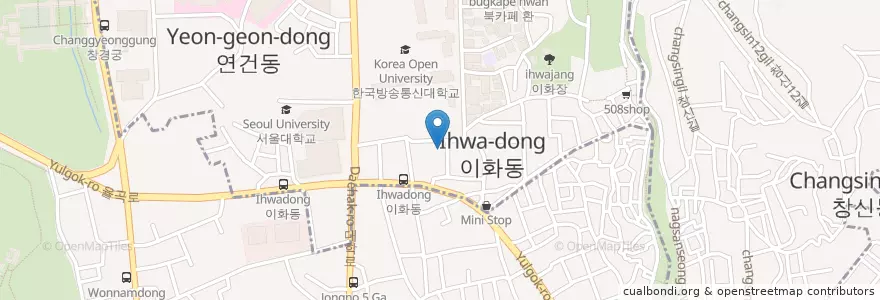 Mapa de ubicacion de JTN아트홀 en 대한민국, 서울, 종로구, 이화동.