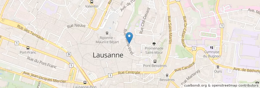 Mapa de ubicacion de Restaurant Vieux-Lausanne en Suisse, Vaud, District De Lausanne, Lausanne.