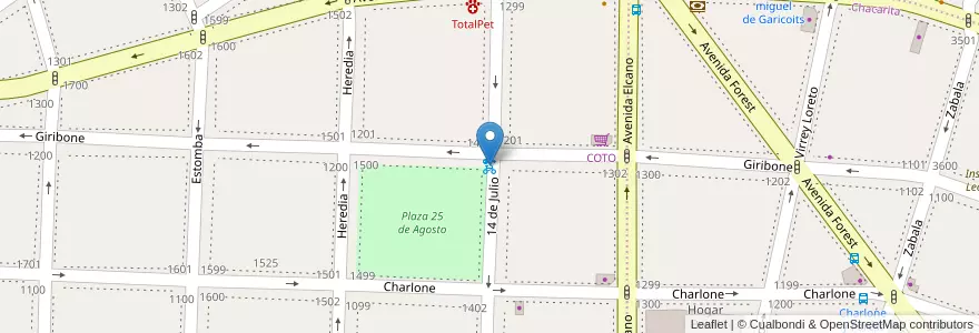 Mapa de ubicacion de 267 - Plaza 25 De Agosto en Arjantin, Ciudad Autónoma De Buenos Aires, Buenos Aires, Comuna 15.