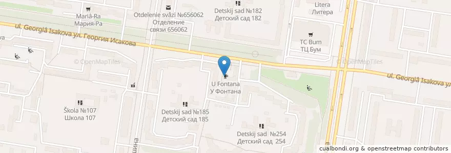 Mapa de ubicacion de У Фонтана en Rússia, Distrito Federal Siberiano, Алтайский Край, Городской Округ Барнаул.