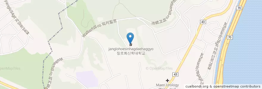 Mapa de ubicacion de 장로회신학대학교 en Korea Selatan, 서울, 광진구, 광장동.