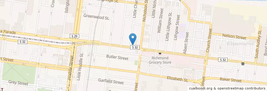 Mapa de ubicacion de Bank of Melbourne en Australie, Victoria, City Of Yarra.