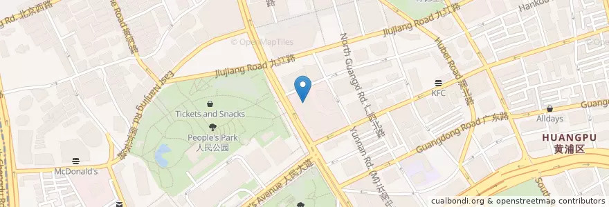 Mapa de ubicacion de Peace Cinema en China, Shanghai, Huangpu District.