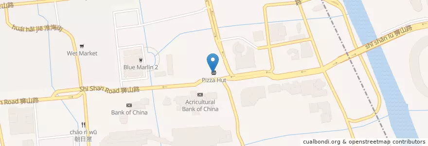 Mapa de ubicacion de Pizza Hut en Cina, Suzhou, Jiangsu, Distretto Di Huqiu, 狮山街道, 苏州高新技术产业开发区.