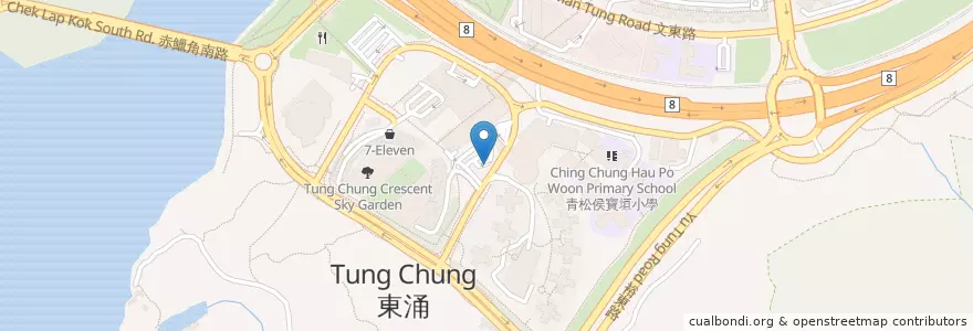 Mapa de ubicacion de 東涌站（D出口）Tung Chung Station (Exit D) en Chine, Hong Kong, Guangdong, Nouveaux Territoires, 離島區 Islands District.