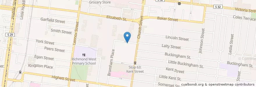 Mapa de ubicacion de Grisley Bear cafe en أستراليا, ولاية فيكتوريا, City Of Yarra.