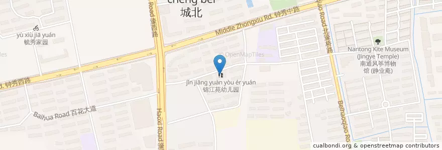 Mapa de ubicacion de 锦江苑幼儿园 en China, 南通市, 崇川区, 和平桥街道.