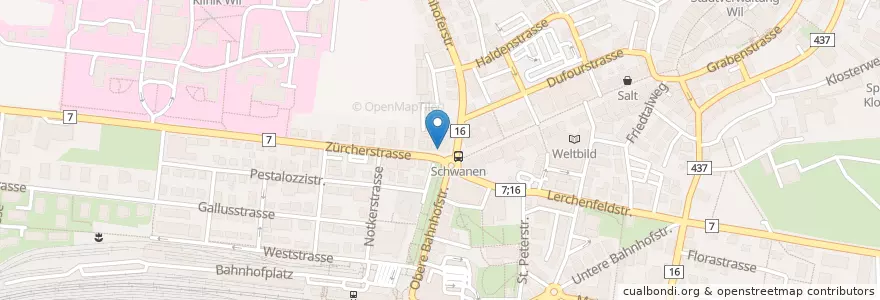 Mapa de ubicacion de El Burro en سويسرا, Sankt Gallen, Wahlkreis Wil, Wil (Sg).