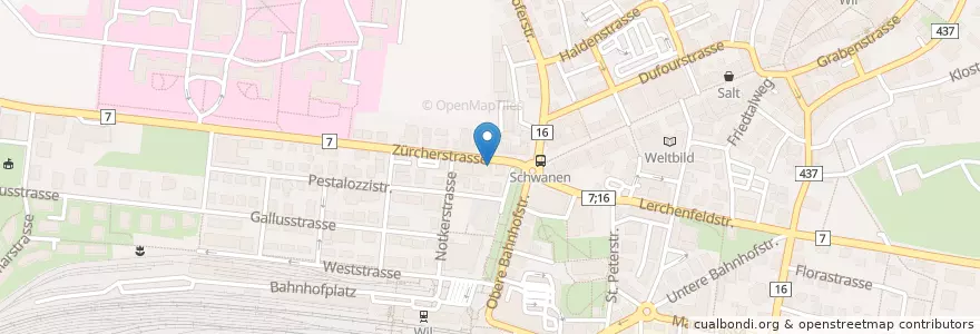 Mapa de ubicacion de Kreisel Bistro en Schweiz, Sankt Gallen, Wahlkreis Wil, Wil (Sg).